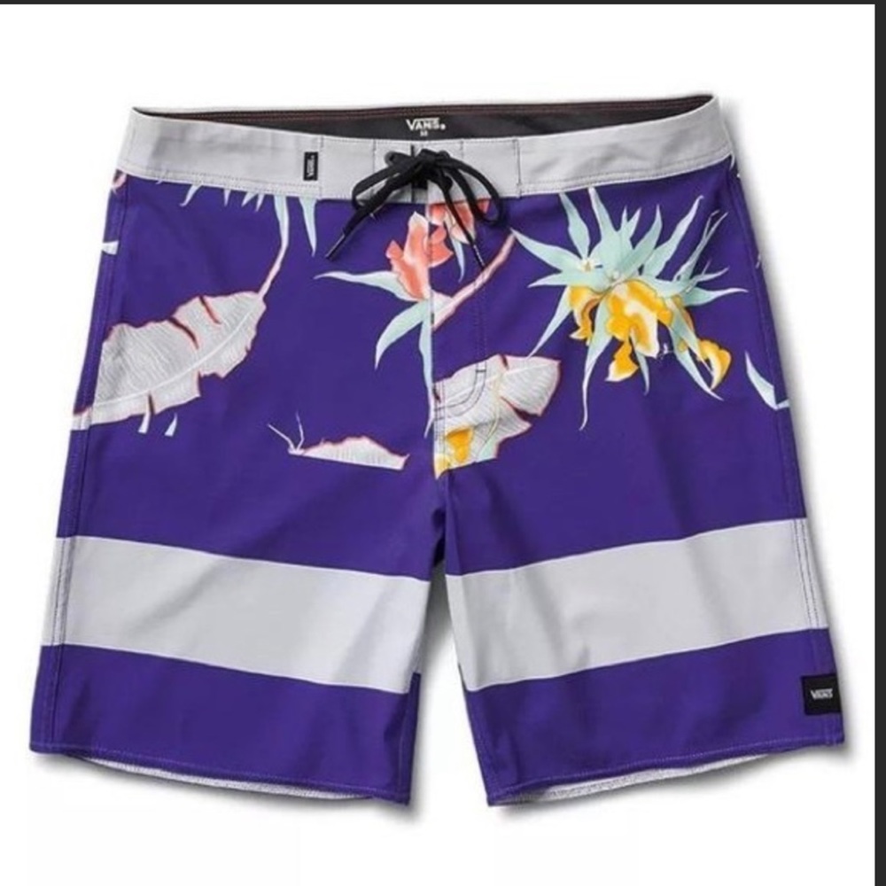 Vans Era Stretch Purple And Gray Board Shorts Size 34 Gem